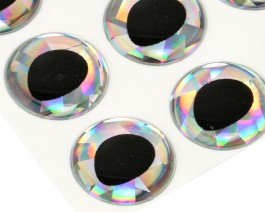 3D Epoxy Fish Eyes, Holographic Silver, 15 mm